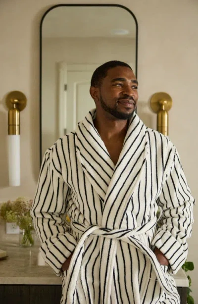 Cozy Earth Stripe Luxe Terry Robe In Black