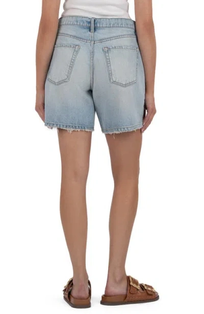 Kut From The Kloth Holly Drawstring Waist Mid Thigh Denim Shorts In Blue