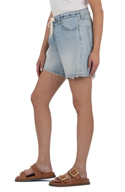 Kut From The Kloth Holly Drawstring Waist Mid Thigh Denim Shorts In Blue