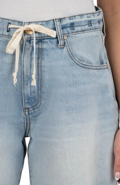 Kut From The Kloth Holly Drawstring Waist Mid Thigh Denim Shorts In Blue