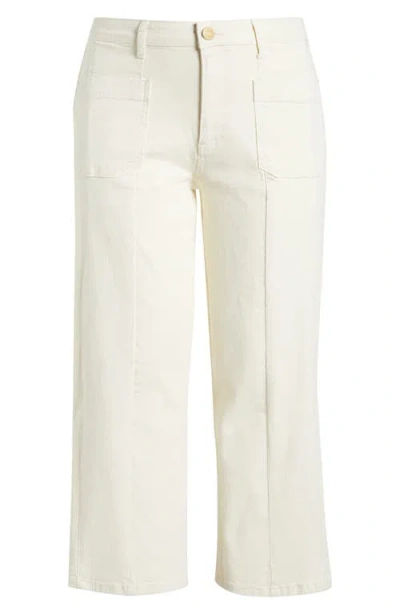 Kut From The Kloth Patch Pocket High Waist Crop Wide Leg Jeans In White