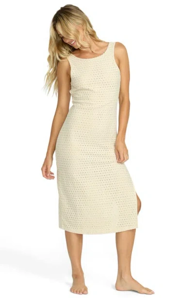 Billabong Eyelet Cover-up Midi Dress In Neutral