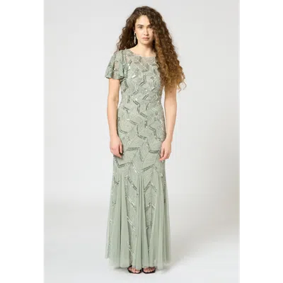 Beauut Embellished Sequin Beaded Maxi Dress With Short Sleeve In Green