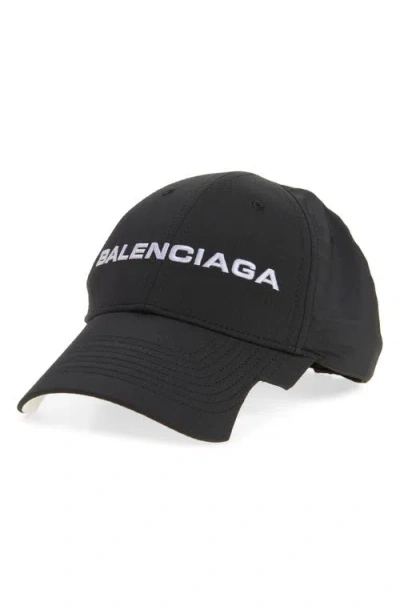 Balenciaga Embroidered Logo Baseball Cap In Black