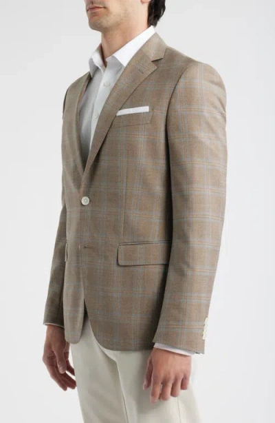 Hugo Boss Hutson Windowpane Check Wool Sport Coat In Brown