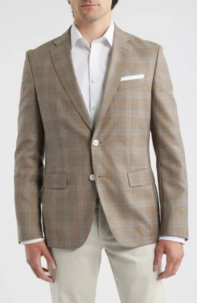 Hugo Boss Hutson Windowpane Check Wool Sport Coat In Brown