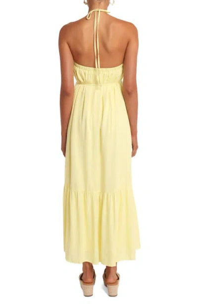 Petal And Pup Petal & Pup Halter Neck Linen Blend Maxi Dress In Yellow
