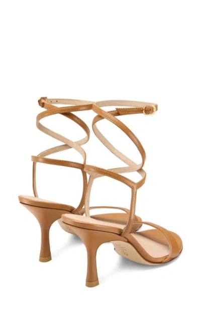 Stuart Weitzman Nudist Leather Ankle-wrap Sandals In Brown