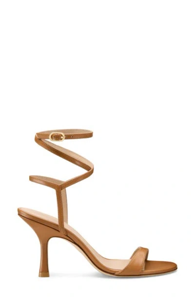 Stuart Weitzman Nudist Leather Ankle-wrap Sandals In Brown