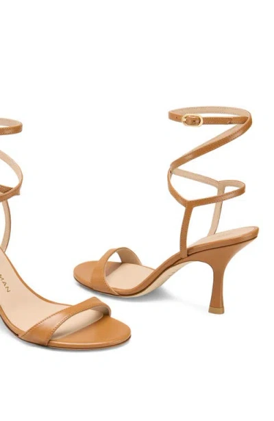 Stuart Weitzman Nudist Leather Ankle-wrap Sandals In Brown