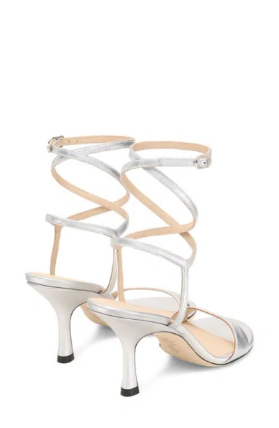 Stuart Weitzman Metallic Buckle Wrap Sandals In Silver