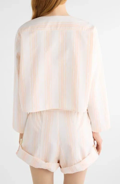 Chloé Long Sleeve Crop Top In Cotton In Pink