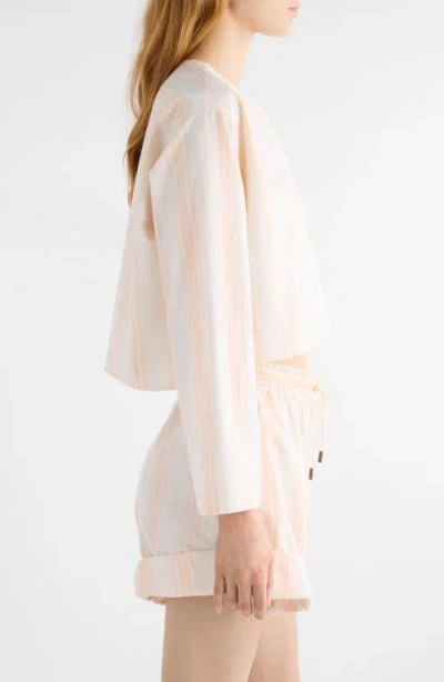 Chloé Long Sleeve Crop Top In Cotton In Pink