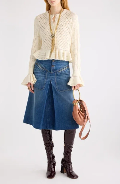 Chloé Latte-colored Crochet Cardigan In Cotton Blend In Neutral