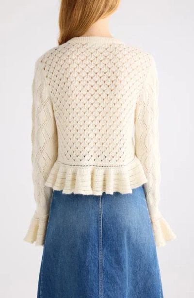Chloé Latte-colored Crochet Cardigan In Cotton Blend In Neutral