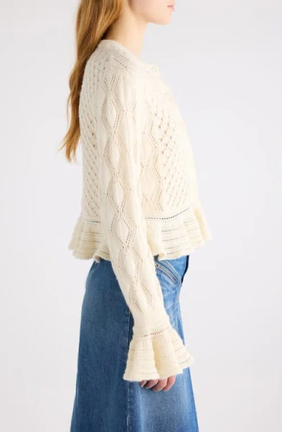 Chloé Latte-colored Crochet Cardigan In Cotton Blend In Neutral