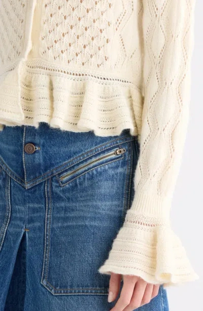 Chloé Latte-colored Crochet Cardigan In Cotton Blend In Neutral