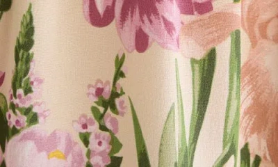 Chloé Floral Print Silk Charmeuse Top In Green