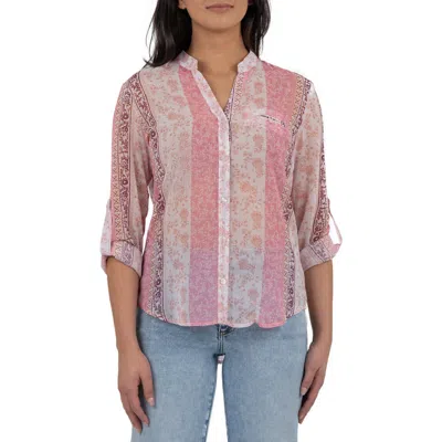 Kut From The Kloth Jasmine Chiffon Button-up Shirt In Pink