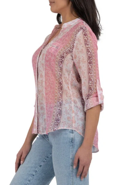 Kut From The Kloth Jasmine Chiffon Button-up Shirt In Pink