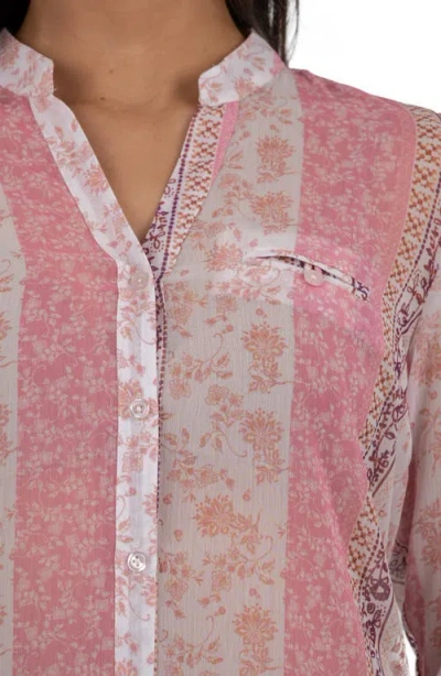 Kut From The Kloth Jasmine Chiffon Button-up Shirt In Pink