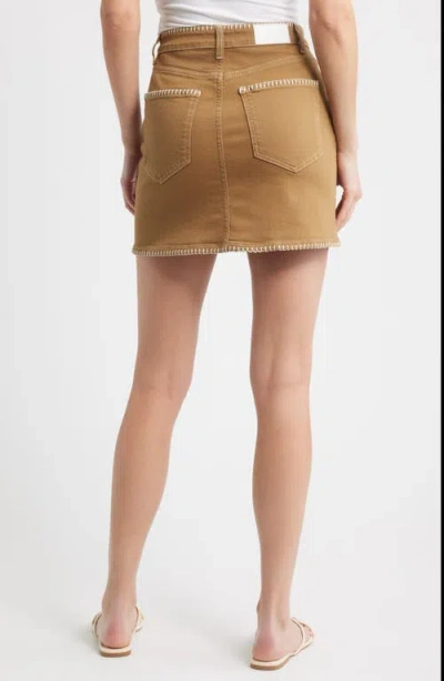 Rails Laurel Embroidered Stitch Denim Miniskirt In Brown