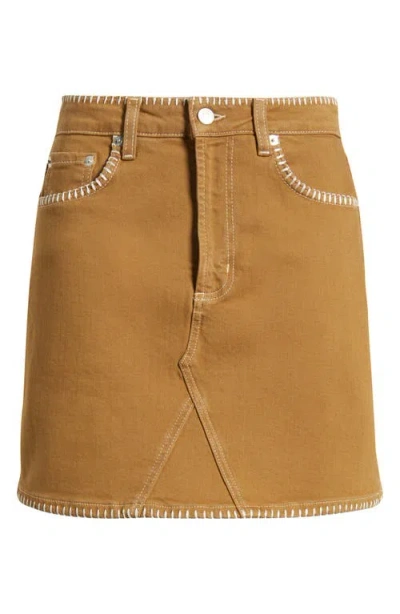Rails Laurel Embroidered Stitch Denim Miniskirt In Brown