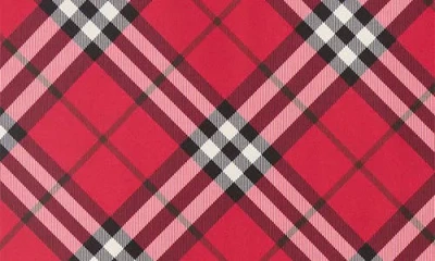 Burberry Medium Check Ekd Stamp Square Silk Twill Scarf In Red