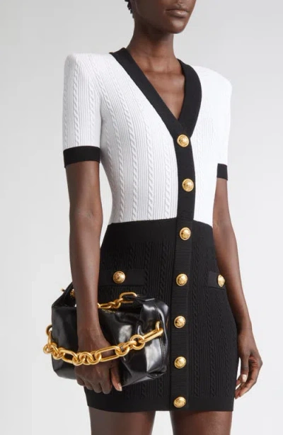 Balmain Sync Black Mini Handbag With Chain-link And Logo Plaque In Leather Woman