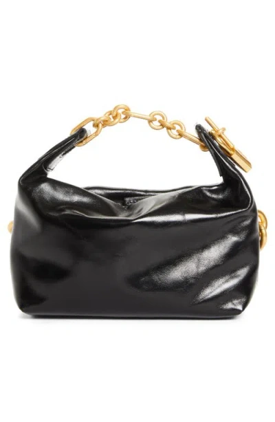 Balmain Sync Black Mini Handbag With Chain-link And Logo Plaque In Leather Woman