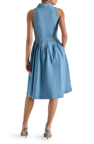 Steve Madden Mary Sleeveless Denim Shirtdress In Blue