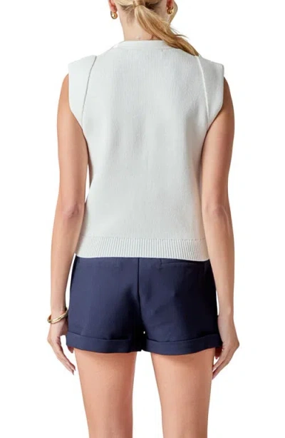 Endless Rose Button Sweater Vest In White