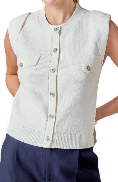 Endless Rose Button Sweater Vest In White