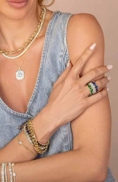 Shymi Heart & Emerald Cubic Zirconia Eternity Ring