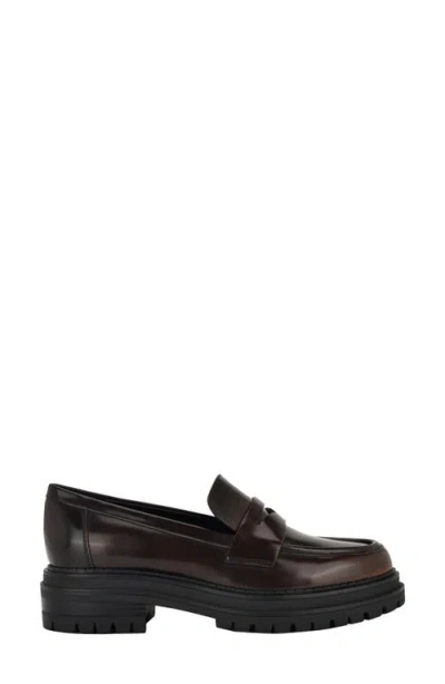 Calvin Klein Women's Grant Lug Sole Penny Loafers In Brown