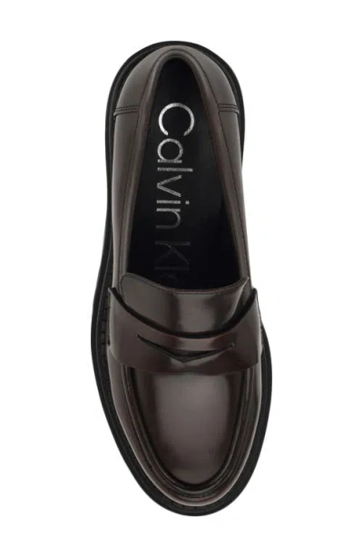 Calvin Klein Women's Grant Lug Sole Penny Loafers In Brown