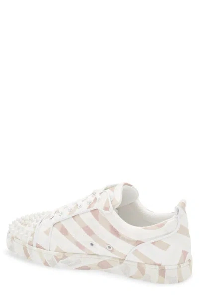 Christian Louboutin Louis Junior Spikes Canvas Sneakers In White