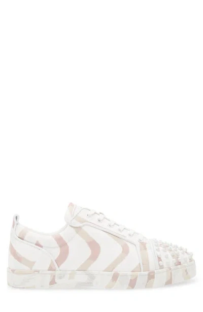 Christian Louboutin Louis Junior Spikes Canvas Sneakers In White