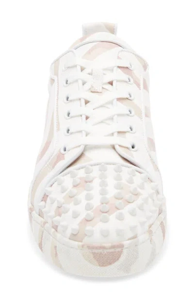 Christian Louboutin Louis Junior Spikes Canvas Sneakers In White