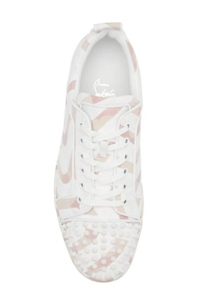 Christian Louboutin Louis Junior Spikes Canvas Sneakers In White