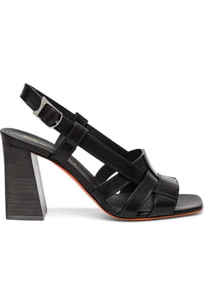 Santoni Toe Strap Sandals Buckle Detail In Black