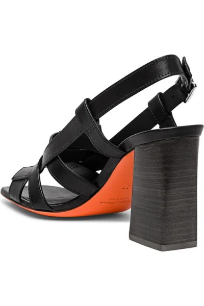 Santoni Toe Strap Sandals Buckle Detail In Black