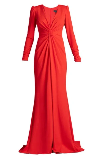 Tadashi Shoji Bos21138l Long Formal Slit Evening Dress In Red