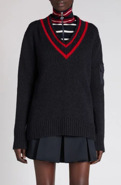 Moncler Padded V-neck Wool-blend Sweater