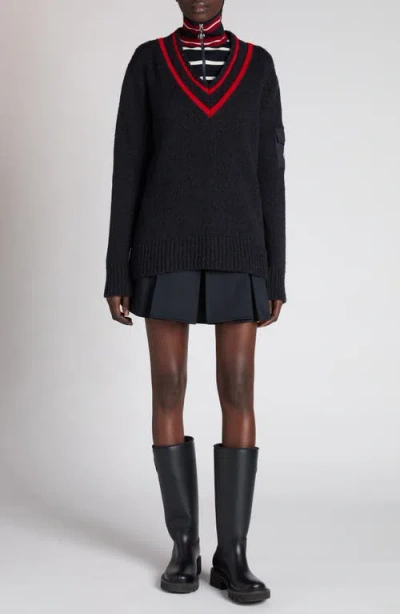 Moncler Padded V-neck Wool-blend Sweater