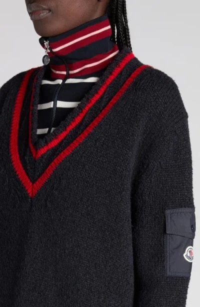 Moncler Padded V-neck Wool-blend Sweater