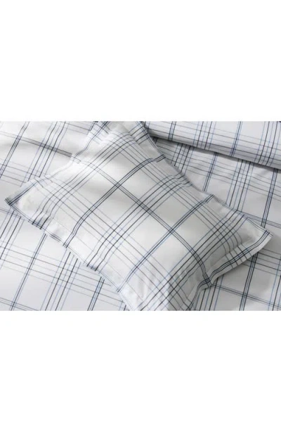 Matouk August Plaid 500 Thread Count Flat Sheet In Blue