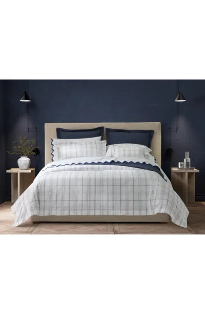 Matouk August Plaid 500 Thread Count Flat Sheet In Blue