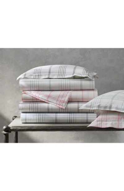 Matouk August Plaid 500 Thread Count Flat Sheet In Pink