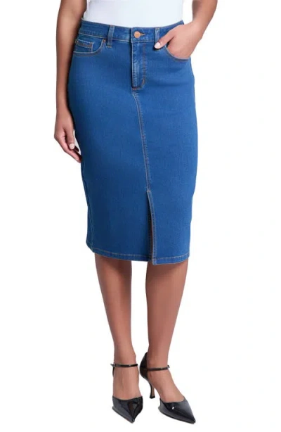 Jones New York Womens 5 Pocket Denim Midi Pencil Skirt 4p 16 In Blue